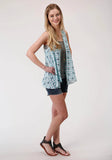 Roper Womens Buffalo Check Printed Rayon Cardigan - Roper