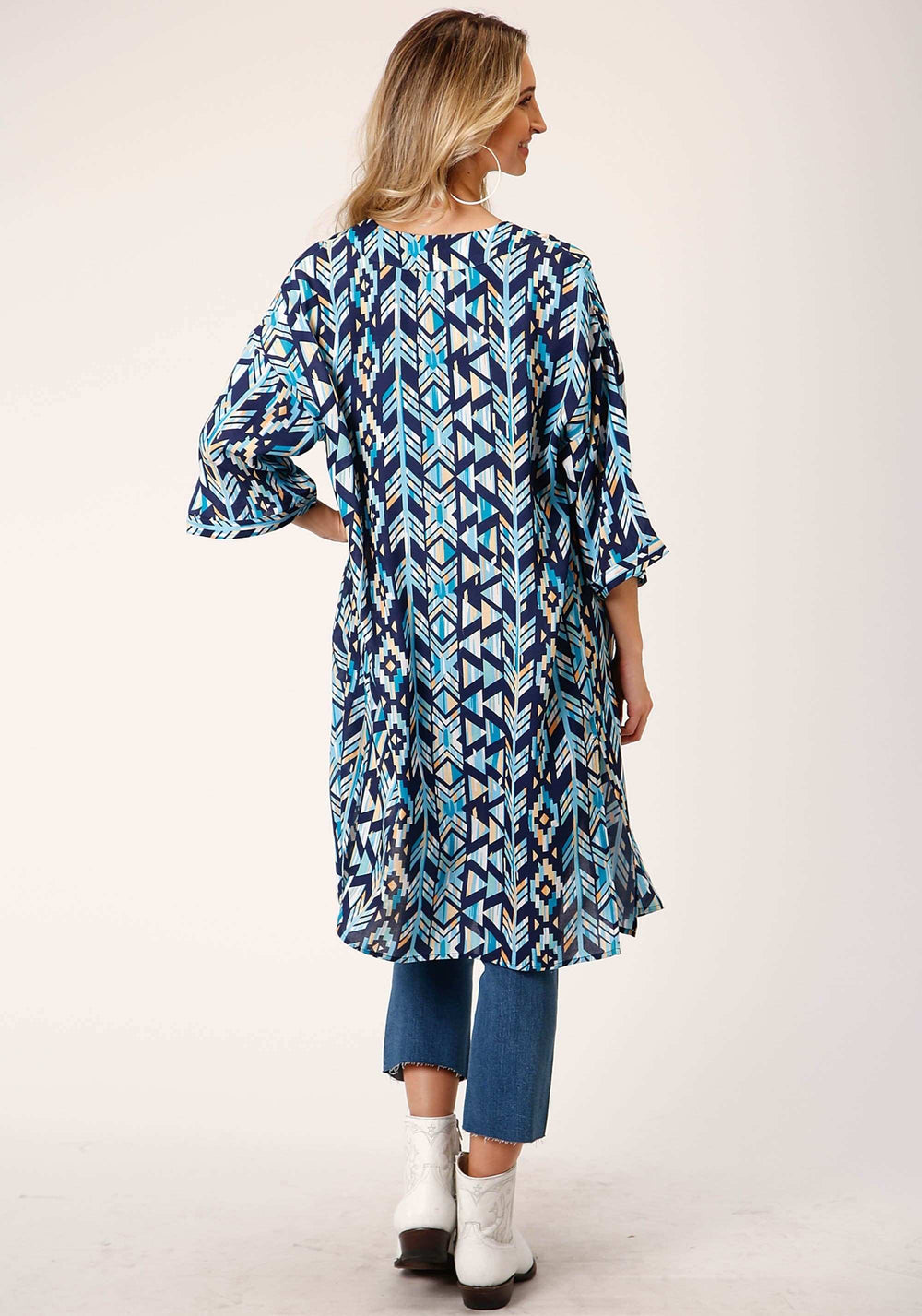 Roper Womens Modern Aztec Print Short Sleeve Cardigan - Roper - Flyclothing LLC