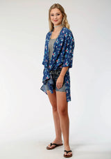 Roper Womens Blue Aztec Print Long Sleeve Cardigan - Roper - Flyclothing LLC