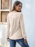 Notched Flounce Sleeve Blouse - Trendsi - Flyclothing LLC