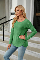 Round Neck Long Sleeve T-Shirt - Trendsi
