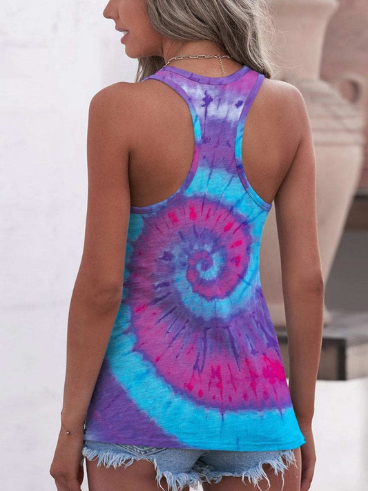 Printed Scoop Neck Racerback Tank - Trendsi - Flyclothing LLC