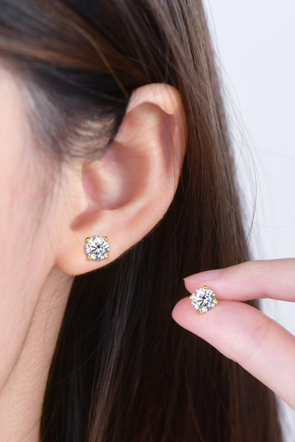 2 Carat Moissanite 925 Sterling Silver Stud Earrings - Trendsi