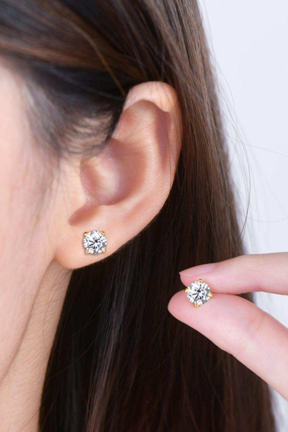 2 Carat Moissanite 925 Sterling Silver Stud Earrings - Trendsi - Flyclothing LLC