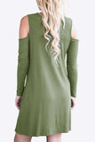 Cold-Shoulder Long Sleeve Round Neck Dress - Trendsi - Flyclothing LLC