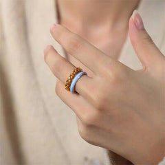 Enamel 18K Gold-Plated Open Ring - Trendsi