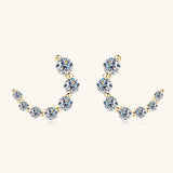 925 Sterling Silver Inlaid Moissanite Stud Earrings - Trendsi - Flyclothing LLC