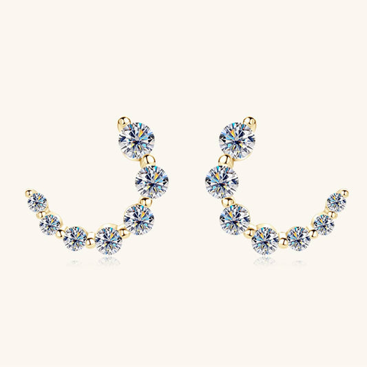 925 Sterling Silver Inlaid Moissanite Stud Earrings - Trendsi