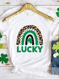 LUCKY Round Neck Short Sleeve T-Shirt - Trendsi