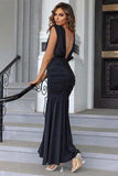Ruched Plunge Sleeveless Maxi Dress - Trendsi - Flyclothing LLC