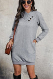 Textured Decorative Button Mini Dress - Trendsi