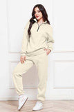 Half Zip Long Sleeve Sweatshirt and Pants Set - Trendsi - Flyclothing LLC
