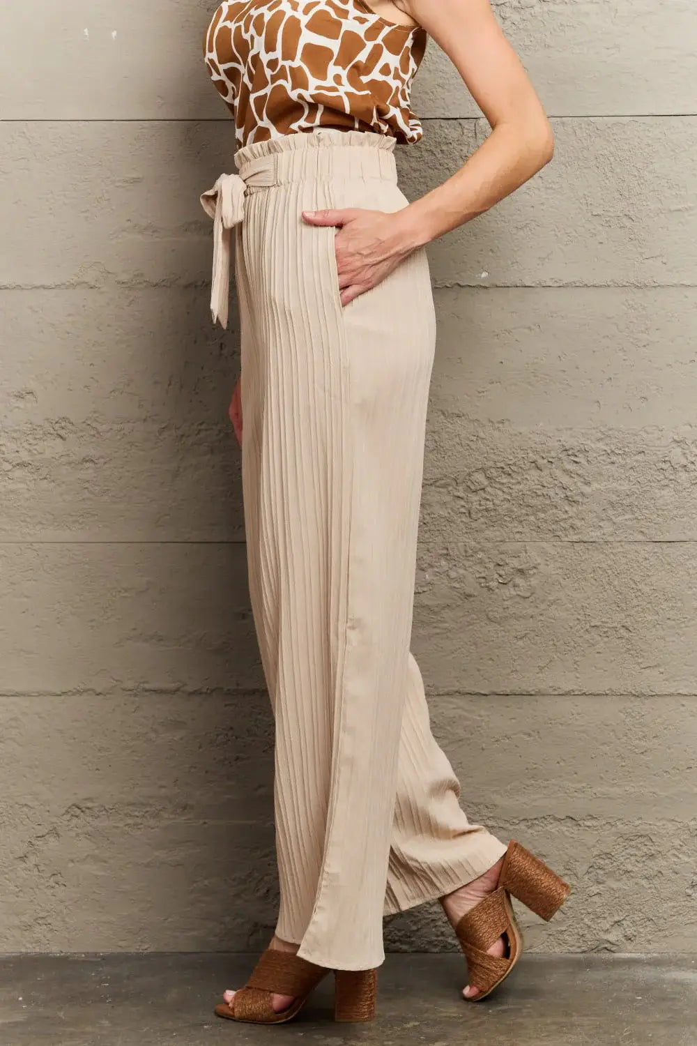 Tie Waist Long Pants - Trendsi - Flyclothing LLC