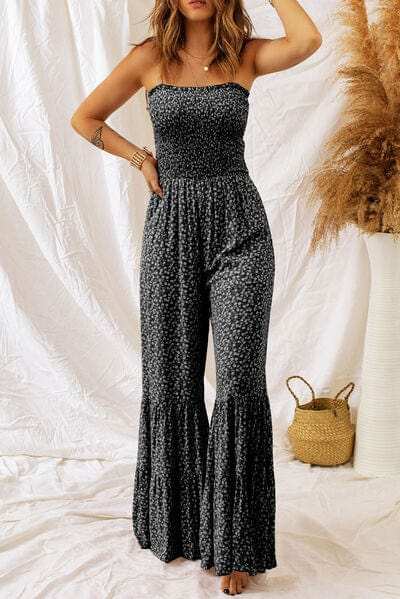 Floral Spaghetti Strap Wide Leg Jumpsuit - Trendsi - Flyclothing LLC