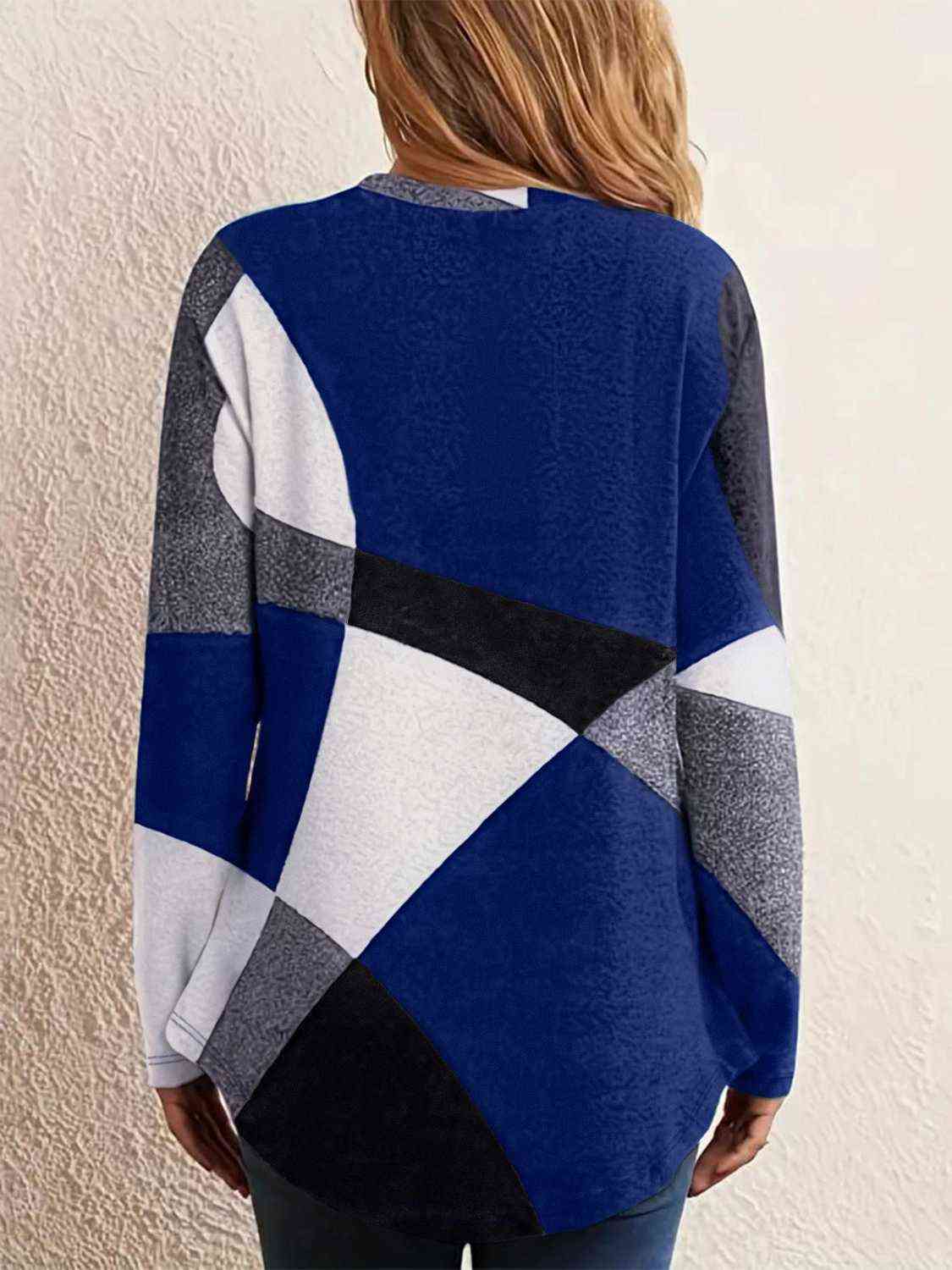 Color Block Round Neck T-Shirt - Trendsi - Flyclothing LLC