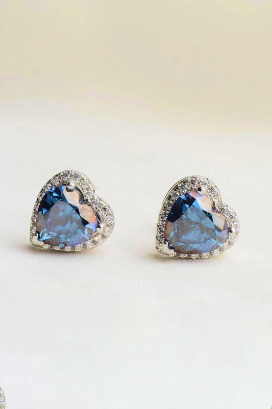 4 Carat Moissanite Heart-Shaped Stud Earrings - Trendsi