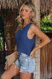 Buttoned Cutout Ribbed Trim Knit Tank - Trendsi - Flyclothing LLC