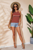 Rainbow Stripe Halter Neck Knit Tank - Trendsi - Flyclothing LLC