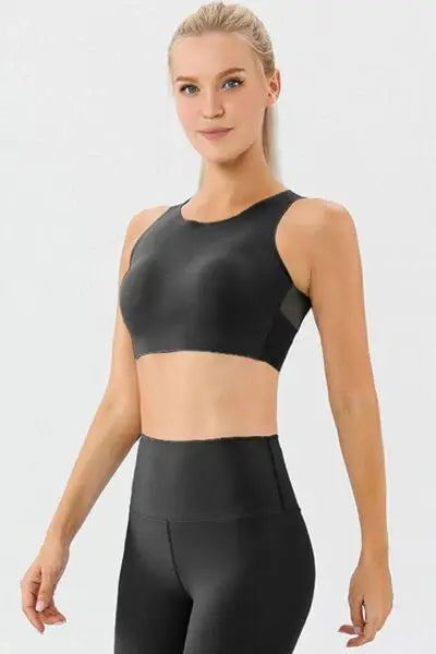 Round Neck Wide Strap Active Bra - Trendsi - Flyclothing LLC