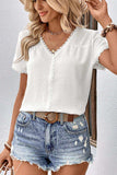 Textured Lace Trim Tee Shirt - Trendsi - Flyclothing LLC