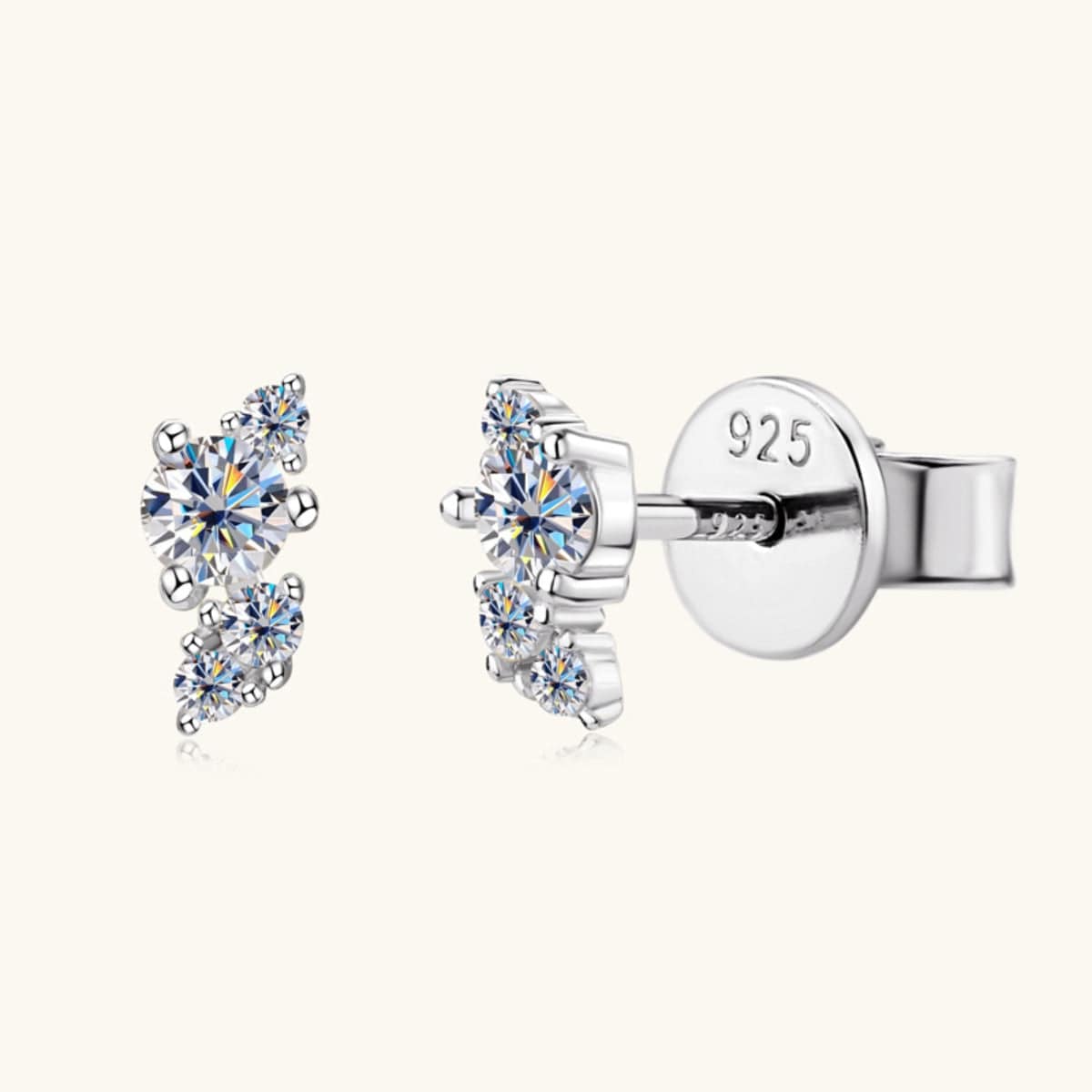 925 Sterling Silver Moissanite Stud Earrings - Trendsi