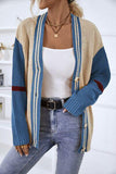 Contrast Button Up Dropped Shoulder Cardigan - Trendsi