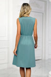 Contrast V-Neck Sleeveless Dress - Trendsi