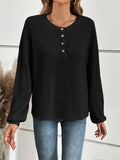 Half Button Long Sleeve Top - Trendsi