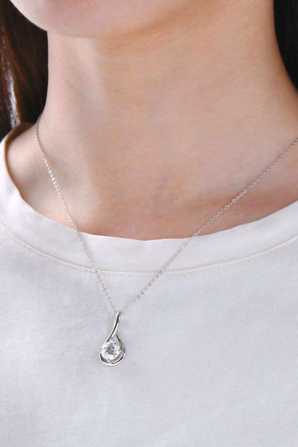 2 Carat Moissanite 925 Sterling Silver Necklace - Trendsi - Flyclothing LLC