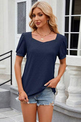 Eyelet Short Sleeve T-Shirt - Trendsi - Flyclothing LLC
