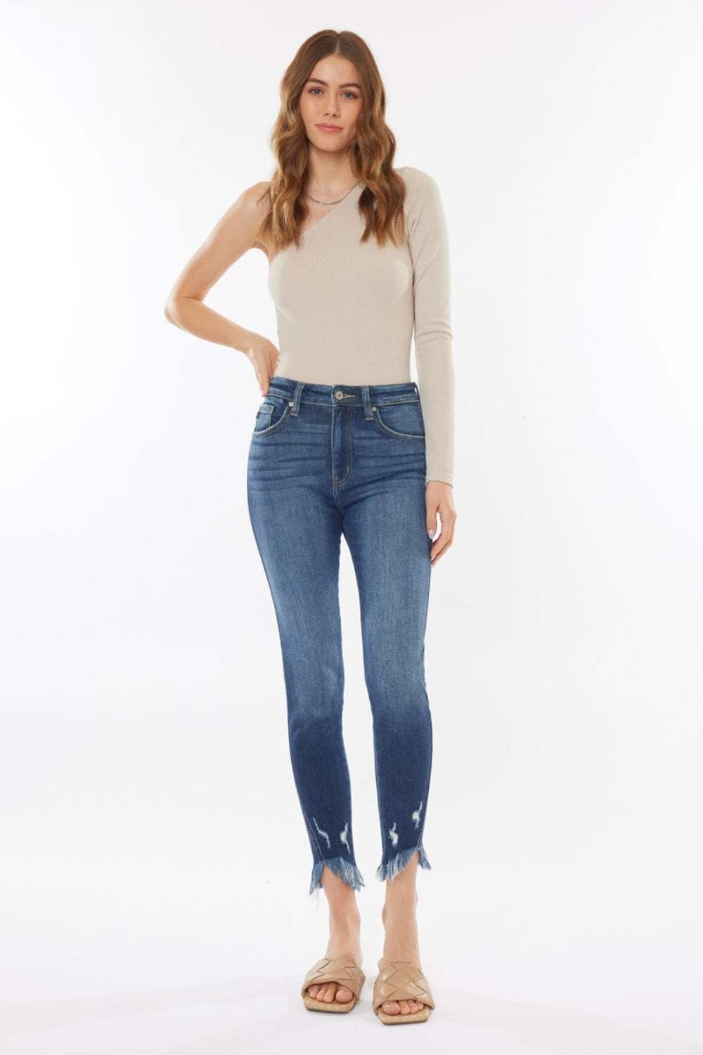 Kancan Raw Hem High Waist Cropped Jeans - Trendsi - Flyclothing LLC