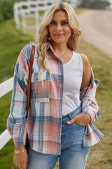 Plaid Dropped Shoulder Shacket - Trendsi
