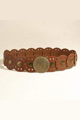 Round Shape PU Leather Belt - Trendsi - Flyclothing LLC