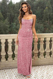 Sequin Backless Split Maxi Dress - Trendsi - Flyclothing LLC