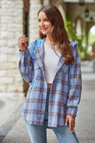 Plaid Long Sleeve Hooded Jacket - Trendsi - Flyclothing LLC