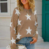 Star Pattern Round Neck Sweater - Trendsi - Flyclothing LLC