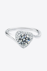 1 Carat Moissanite 925 Sterling Silver Heart Ring - Trendsi