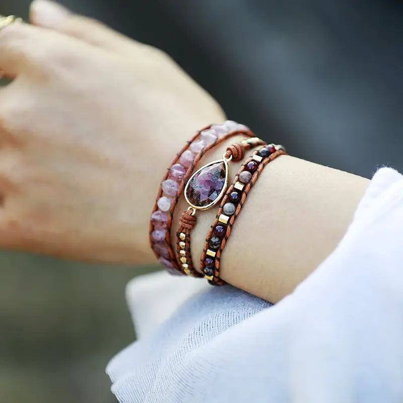 Natural Stone Layered Bracelet - Trendsi - Flyclothing LLC