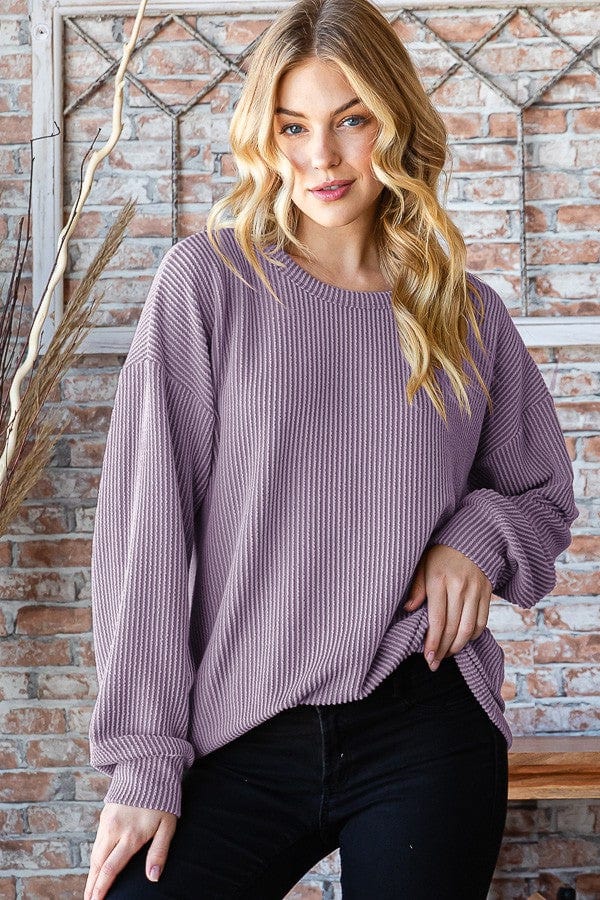 Heimish Full Size Round Neck Dropped Shoulder Blouse - Trendsi