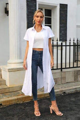 Tied Button Up Shirt Dress - Trendsi - Flyclothing LLC