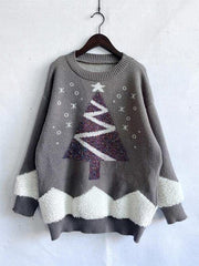 Christmas Tree Graphic Dropped Shoulder Sweater - Trendsi