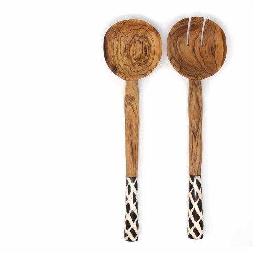 Olive Serving Set with Bone Handles 11 inch - Jedando - Flyclothing LLC