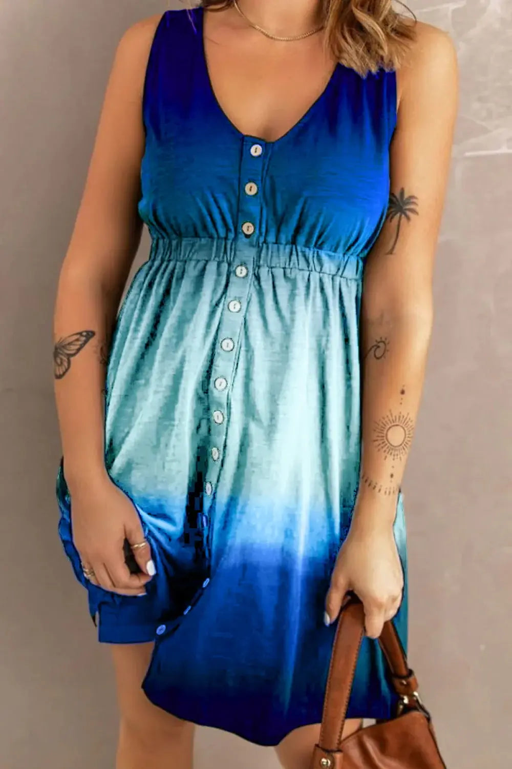Double Take Scoop Neck Buttoned Sleeveless Magic Dress with Pockets - Trendsi - Flyclothing LLC