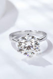 Platinum-Plated 5 Carat  Moissanite Solitaire Ring - Trendsi