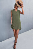 Buttoned Johnny Collar Sleeveless Dress - Trendsi - Flyclothing LLC