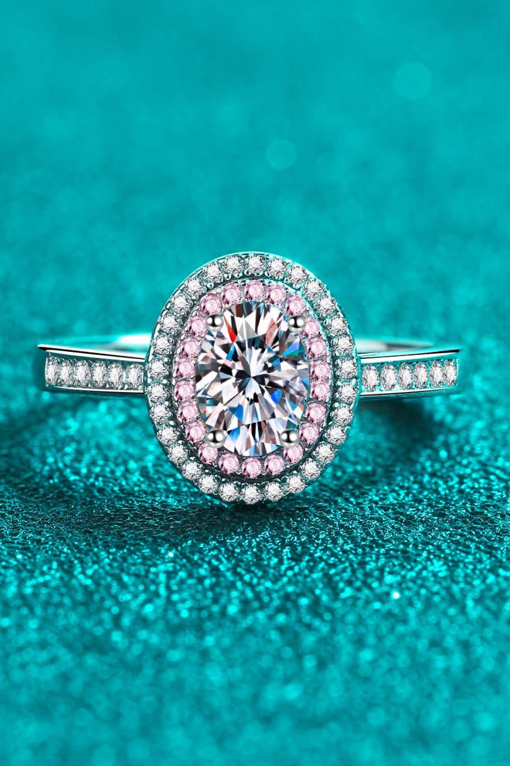 1 Carat Moissanite 925 Sterling Silver Halo Ring - Trendsi