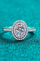 1 Carat Moissanite 925 Sterling Silver Halo Ring - Trendsi