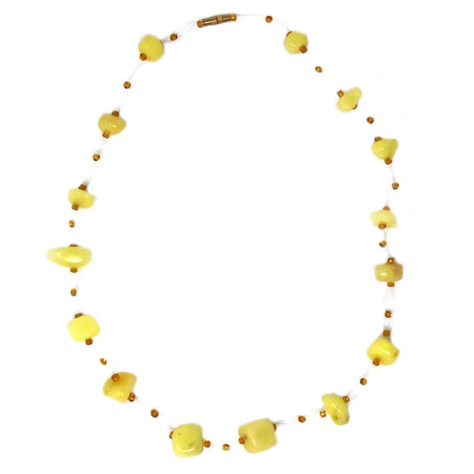 Floating Stone & Maasai Bead Necklace, Yellow - Jedando