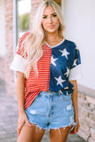 Star and Stripe V-Neck Top - Trendsi