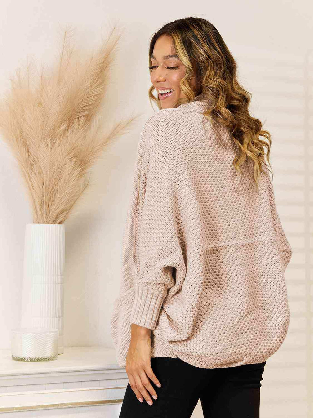 Open Front Cardigan with Pockets - Trendsi - Flyclothing LLC